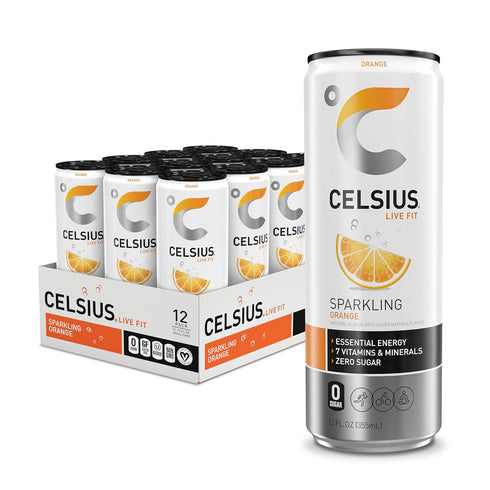 CELSIUS Sparkling Orange, Sugar Free Energy Drink, 12 Fl Oz (Pack of