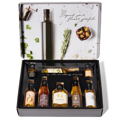Set, Set 8 Thoughtfully Gourmet, Olive Oil Sampler Gift Premium Extra-Virgin Olive Oil from Spain, Natural Flavors