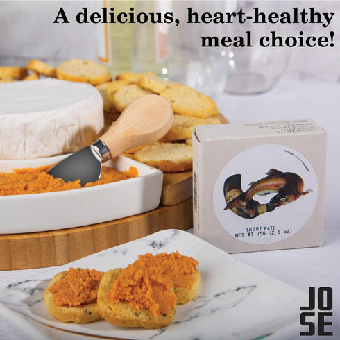 3, 75g Canned Trout Pat with Port Wine by Jose Gourmet, Wild Caught Portuguese Trout, Tinned Fish Pat, High Protein