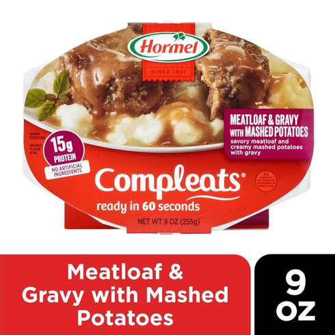 9 oz. (6 Pack) HORMEL COMPLEATS Meatloaf & Gravy With Mashed Potatoes Microwave Tray