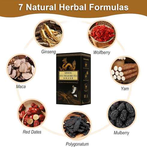 Andonisus Mulberry 30 (30bag/3boxes) Ginseng Herbal Tea, bags Kidney Tea Formula Ginseng Six Treasure Tea, Organic