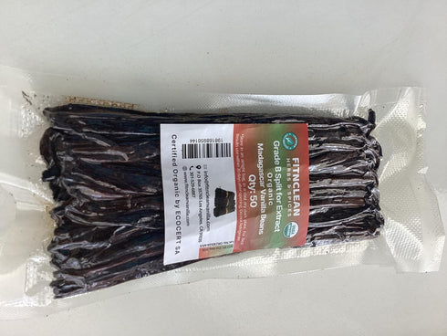 50 5"-7" Split Organic Madagascar Vanilla Beans Grade B| For Extract by FITNCLEAN VANILLA| Bourbon NON-GMO Pods