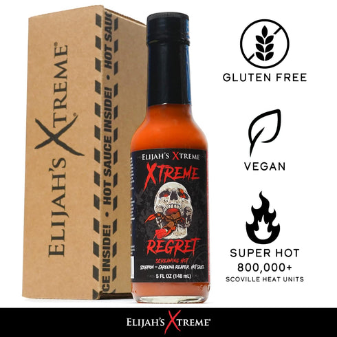 2 Elijah's Xtreme Regret Hot Sauce - Carolina Reaper and Trinidad Scorpion - The Hottest Peppers in the World for an