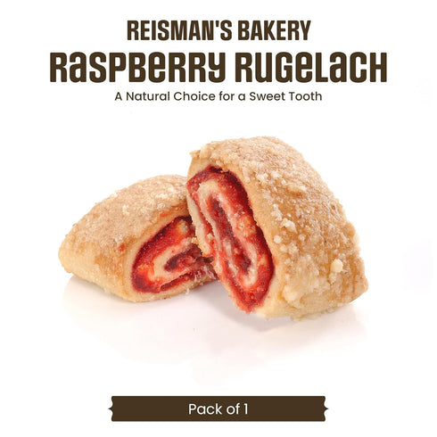 Pack 1 Reisman's Bakery Raspberry Rugelach Swirl, Delicious Bakery Food, OU Kosher-Certified Dessert, Fresh Teatime