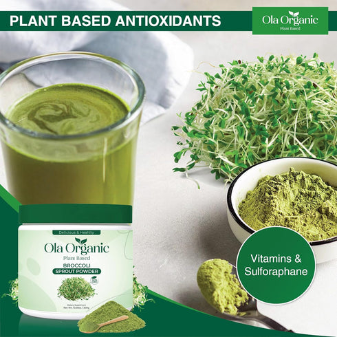 Ola Organic (300g Broccoli Sprout Powder Sulforaphane-Rich Superfood with Vitamins & Minerals Supports Daily Wellness
