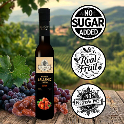 Pack Pack 2 Ellora Farms, Combo Dates and Peach Infused Balsamic Vinegar Creme, All-Natural, No- Additives, No-Added