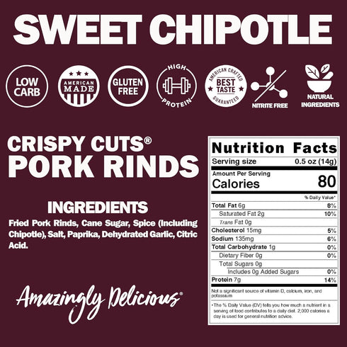 1 (12 Count) Field Trip Keto Diet Friendly, Low Carb, Sweet Chipotle Pork Rinds, Ounce