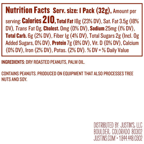 Justin's Classic Peanut Butter Squeeze Packs, Gluten-free, Non-GMO, only two ingredients, 10 Pack (1.15oz each)