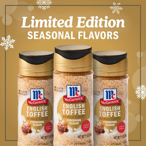 3.7 oz McCormick Finishing Sugar, English Toffee, Limited Edition, Rich & Buttery Sweetness for Hot Chocolate, Cookies