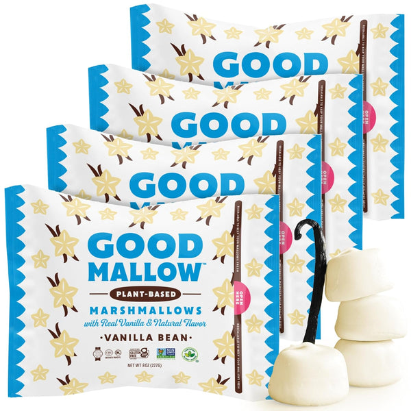 GoodMallow Vegan Marshmallows - Large Kosher Halal Gluten Free Dairy Free Healthy-