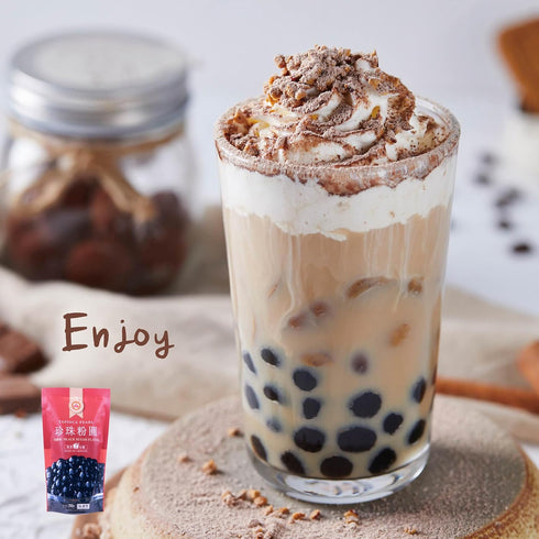 WuFuYuan Boba Tapioca Pearls - Black Sugar Flavor, Ready to Cook in 5 Minutes, 8.8 oz.