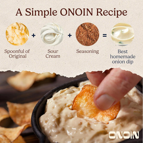 100% 9 oz (Pack 2) ONOIN Chopped Onions in Olive Oil - Seed Oil Free and Ready-to-Use Flavor Base & Topping | Original