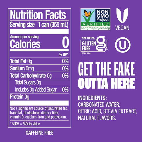 12 oz (24-Pack) Zevia Zero Sugar Soda, Grape, Cans Naturally Sweetened, Zero Calorie Sugar Free Soda - Non-GMO Project