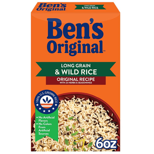 BEN'S ORIGINAL Flavored Long Grain Rice & Wild Rice, Boxed Rice, 6