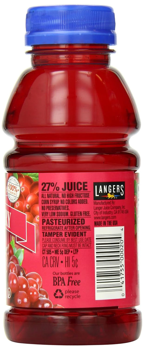 10 Oz (Pack 12) Langers Juice Cocktail, Cranberry, Fl
