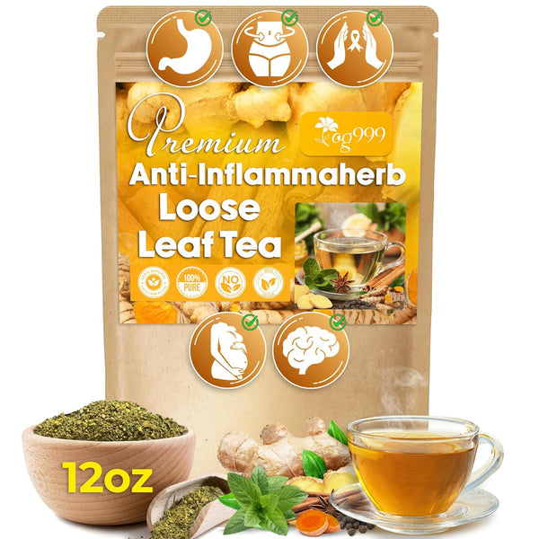 TOG999, 12oz/200 cups Anti-Inflammaheb Loose Leaf Tea | 100% Natural Blend of