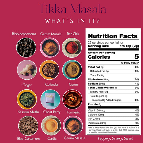 (1.7 Droosh Tikka Masala Spice Mix, Indian Spices, Sweet and Savory, Tikka Masala Powder for Sandwiches, Snacks, Fruit