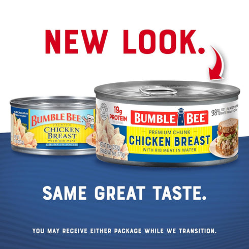 10 oz 19g (Pack 5) Bumble Bee Premium Chicken Breast with Rib Meat, Chunk in Water, Can - Protein per Serving - Gluten