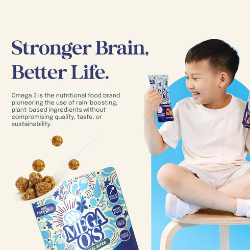 3 Omega-3 Omega-6, 66g Pack 6 Eat Omega Mega Os Vanilla Bean Cereal Bites - Gluten-Free, Dairy-Free, Plant-Based