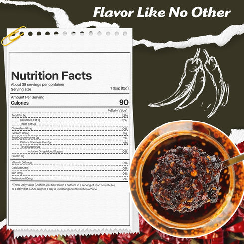 15.87oz (450g) Kah's Journey Original Szechuan Chili Oil - Spicy Chili Crisp with Crunchy Garlic, Vegan, Sugar Free Hot