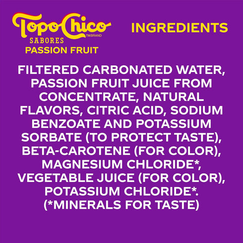 12 oz, 8 Pack Topo Chico Sabores Passionfruit Flavored Sparkling Water, fl