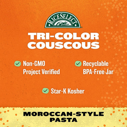 26.5-Ounce (Pack 1) RiceSelect Tri-Color Couscous, Moroccan-Style Couscous Pasta, Non-GMO and Certified Kosher by Star