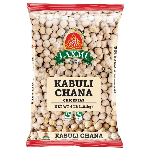 Laxmi Kabuli Chana White Chickpeas - Whole Chana, 4 Pound Bag