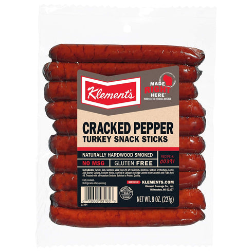 Klement's Cracked Pepper Turkey Snack Stick, 8 Ounce