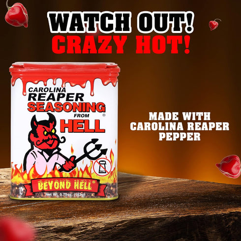 Carolina Reaper Seasoning From Hell - 5.25 oz - SALT FREE Premium Gourmet Spicy Seasoning