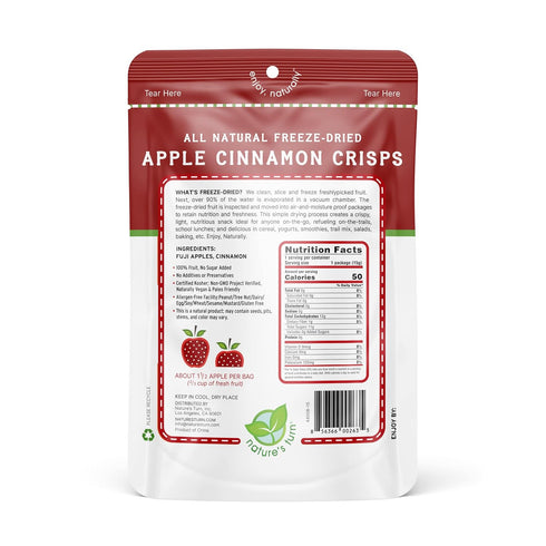 12 (0.53 oz Natures Turn Freeze-Dried Apple Cinnamon Crisps Healthy, Gluten-Free, Crispy & Delicious, Plant-Based