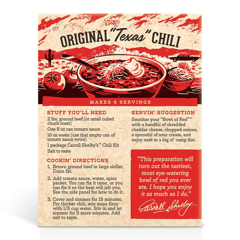 Shelby's 3.65oz (Pack 5) Carroll Original Texas Brand Chili Kit Box
