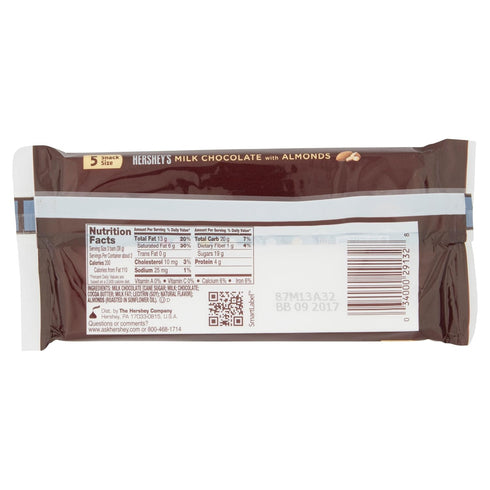 5 .45 oz (2.25 oz) Hershey's Milk Chocolate with Almonds Snack Size x
