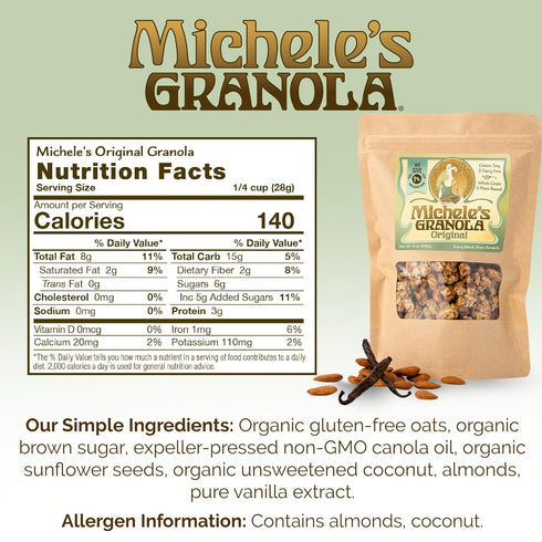 Michele's Granola - Original - Handmade Non-GMO Whole Grain Oats - Free of Gluten, Soy, Wheat, & Dairy