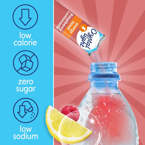 10 On-the-Go-Packets Crystal Light Raspberry Lemonade Energy Boost Drink Mix, ct