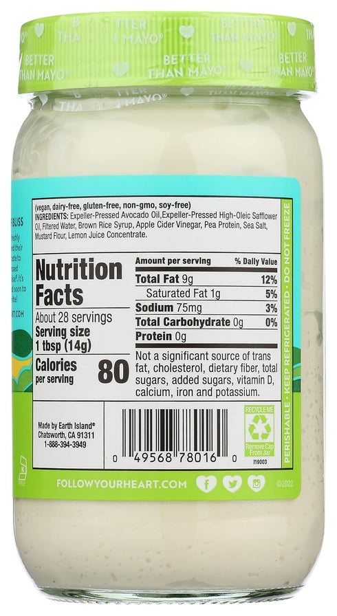 Follow Your Heart 14 Oz , Vegenaise Avocado Oil, Fl
