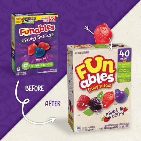 32 oz 40 Funables Fruity Snacks, Mixed Berry Flavored Snacks, ct