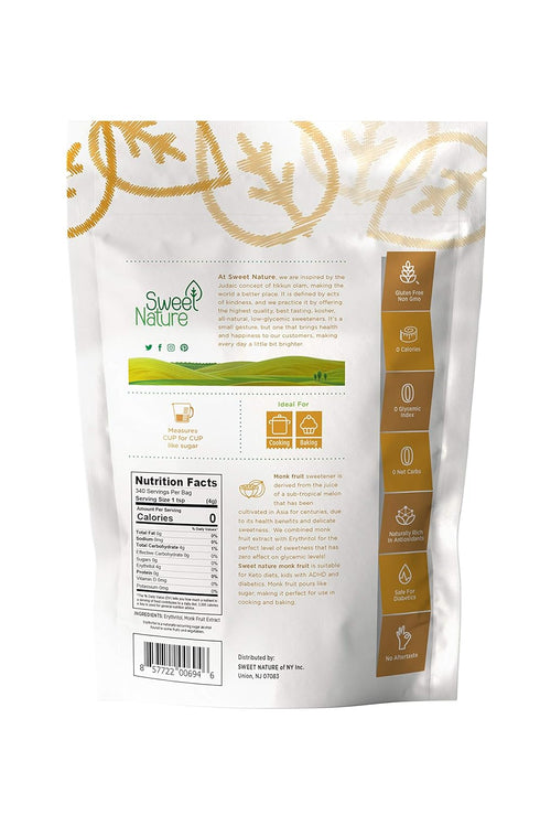 48 Oz Sweet Nature Monk Fruit Sweetener Classic Non GMO Gluten Free Sugar Substitute