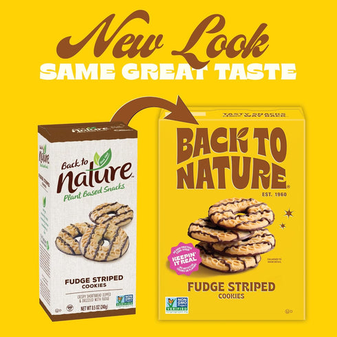 5.5 (Pack 6) Back to Nature - Fudge Striped Cookies - Made with Quality Ingredients like Wheat Flour - Vegan