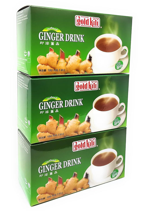 3-pack of Gold Kili Instant Ginger Drink with Honey,6.3oz,180g Each Box, Free