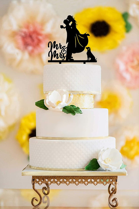 LOVENJOY 5.3" Wedding Cake Topper with Dog, Gift-Boxed for Celebrations