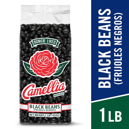 1 (Pack 6) Camellia Brand Dried Black Beans, Frejoles Negros Premium Non-GMO Black Turtle Beans for Soups, Chili