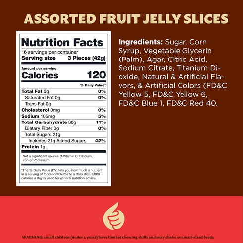 1.5 Pack Fruit Slices Jelly Candy | Pound | Assorted Flavors | Old Fashioned Candy for Buffets and Holiday Gifting |