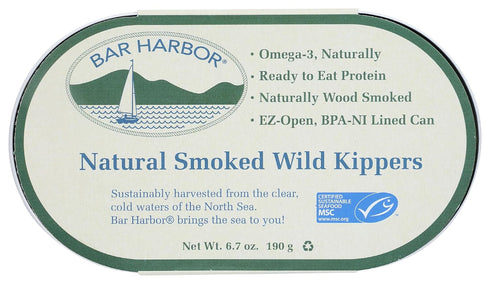 Bar Harbor Natural Smoked Wild Kippers, 6.7 oz (190g) | Naturally Wood Smoked |