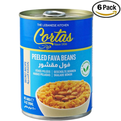 Cortas 14oz (Pack 6), Medammas - Peeled Fava Beans, of RTE Secret Recipe Foul