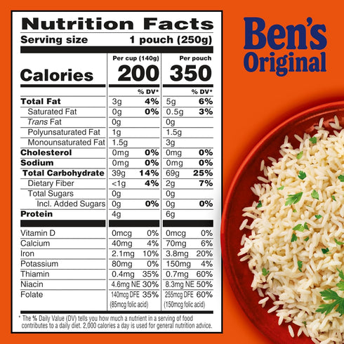 8.8 oz (Pack 12) BEN'S ORIGINAL Ready Rice Original Long Grain White Rice, Easy Dinner Side, Pouch