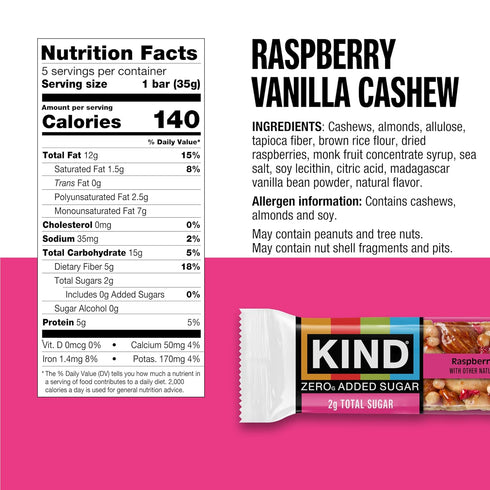 Pack, 15ct KIND Zero Added Sugar Bars Variety Dark Chocolate Nuts & Sea Salt, Caramel Almond Sea Salt, Raspberry