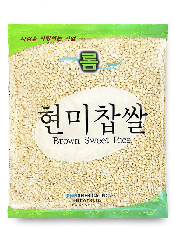 ROM AMERICA Sweet Sticky Glutinous Short Grain Brown Rice for Asian Cooking