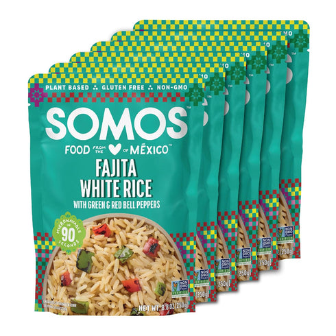 SOMOS Fajita White Rice - Gluten Free, Vegan, Non-GMO & Microwavable -