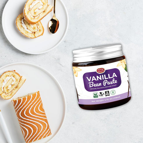 Spicy World 4oz 100% Vanilla Bean Paste Jar - All Natural & Pure - Made with Organic Agave Syrup - For Cooking, Baking