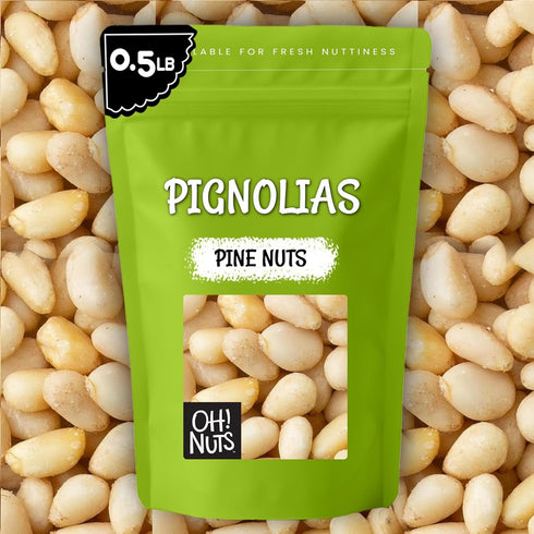 8oz Packed Oh! Nuts Pine Nuts (Pignolias) - Bag of Bulk Fresh Raw Pine Nuts for Baking, Snacking, Salads & Pesto